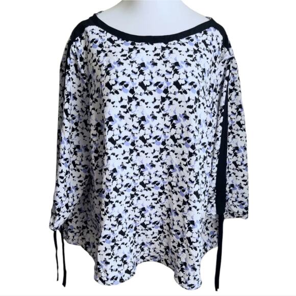 Limited periwinkle black white Tape ribbon shirt Plus Size 2X New - Picture 3 of 13